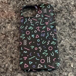 Geometric Black Phone Case with Multicolor Accents